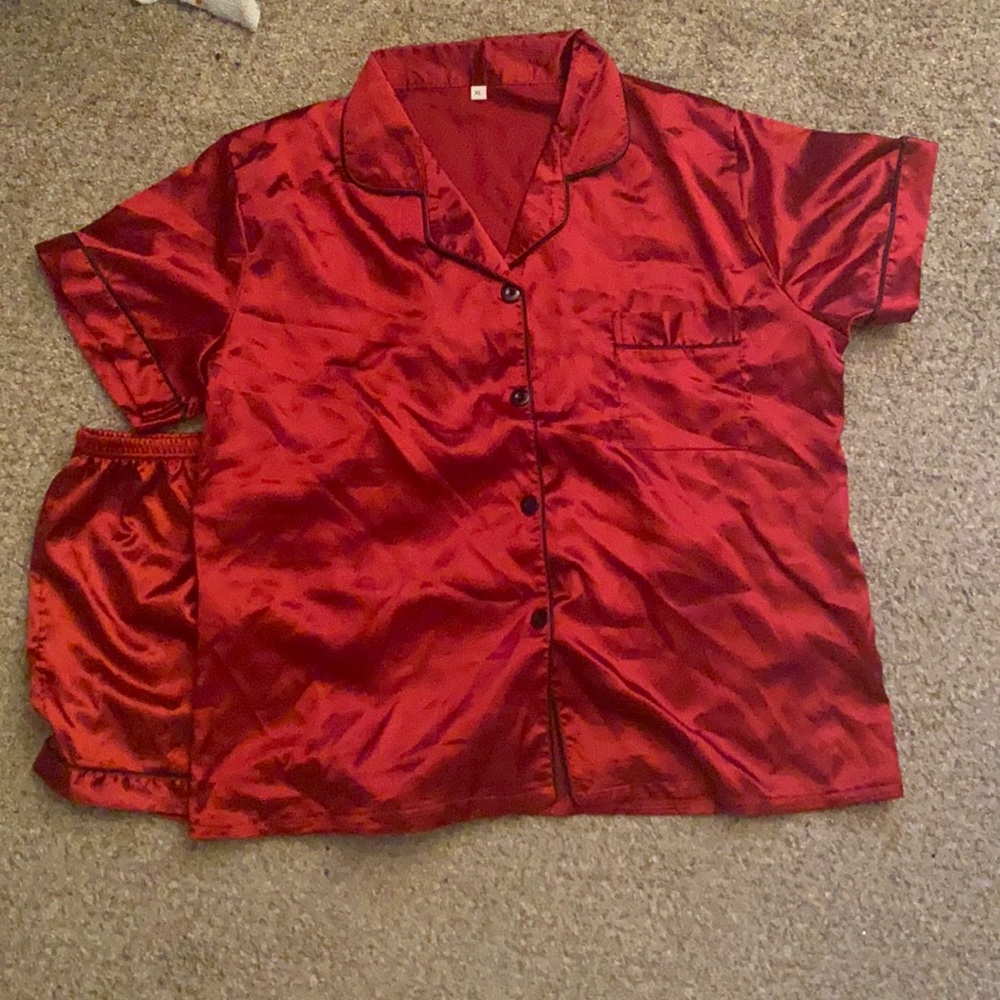 Red Satin Pj short set